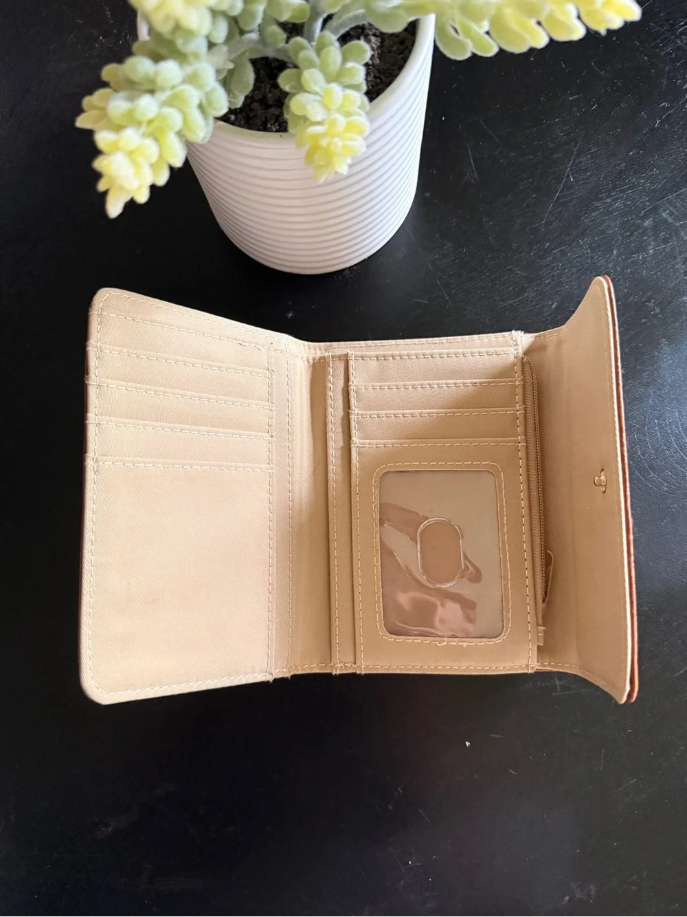 Compact Orange Leather Women's Wallet - Sleek Everyday Style